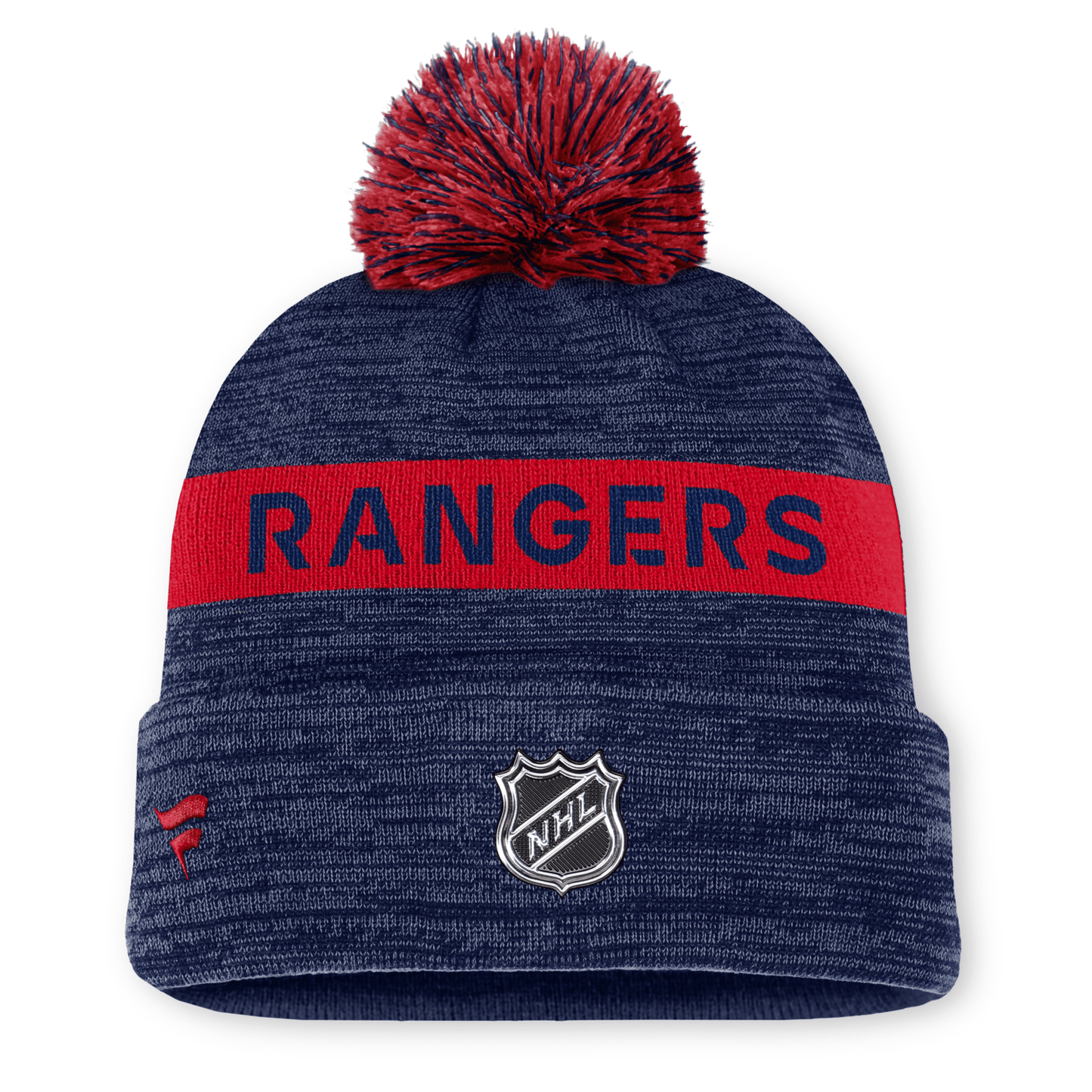 Fanatics Rangers 24-25 Authentic Pro Rink Knit Pom Beanie In Grey - Back View