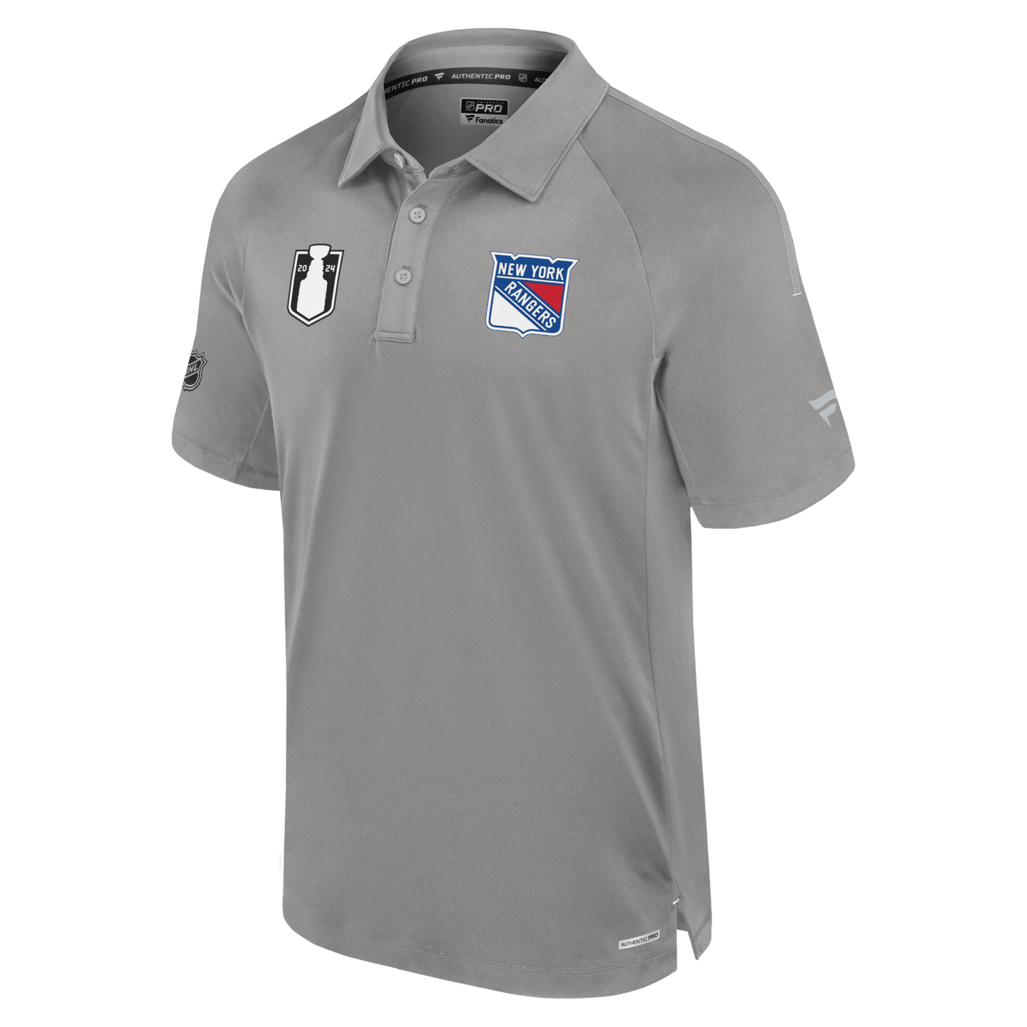 Fanatics Rangers 23-24 Authentic Pro Playoff Participant Polo In Grey - Front View