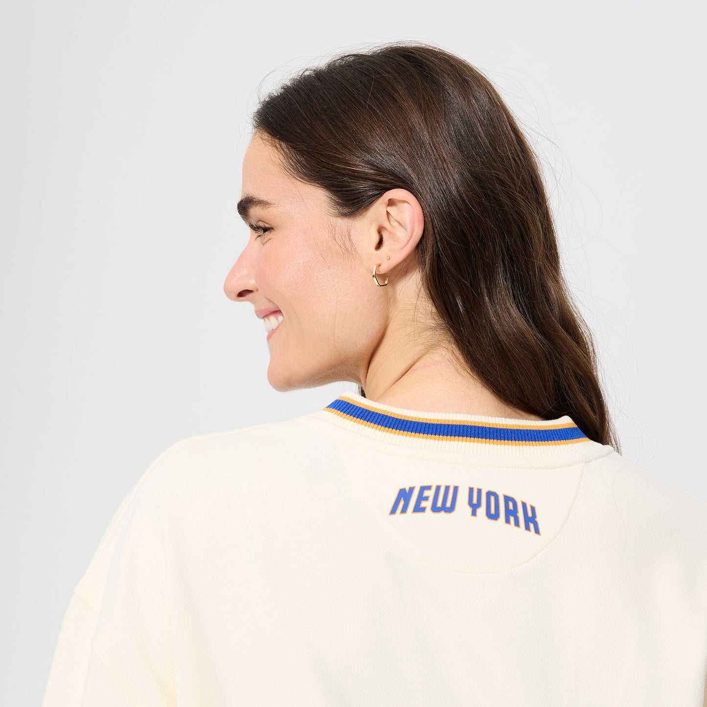 Terez Knicks Left Chest Logo Sugar Swizzle V-Neck Sweater