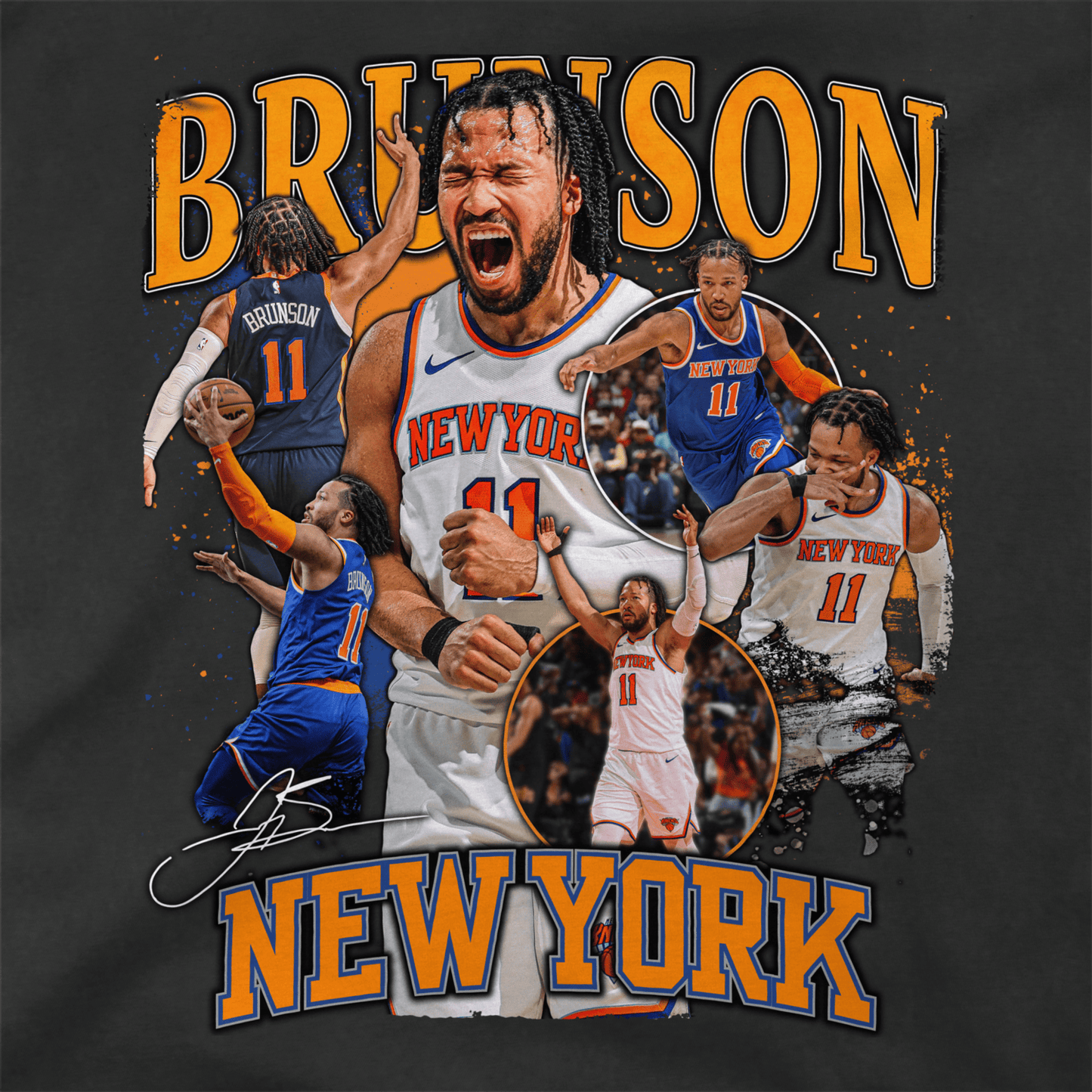 Stadium Essentials Knicks Jalen Brunson Crossroads Vintage Black Tee - Graphic View