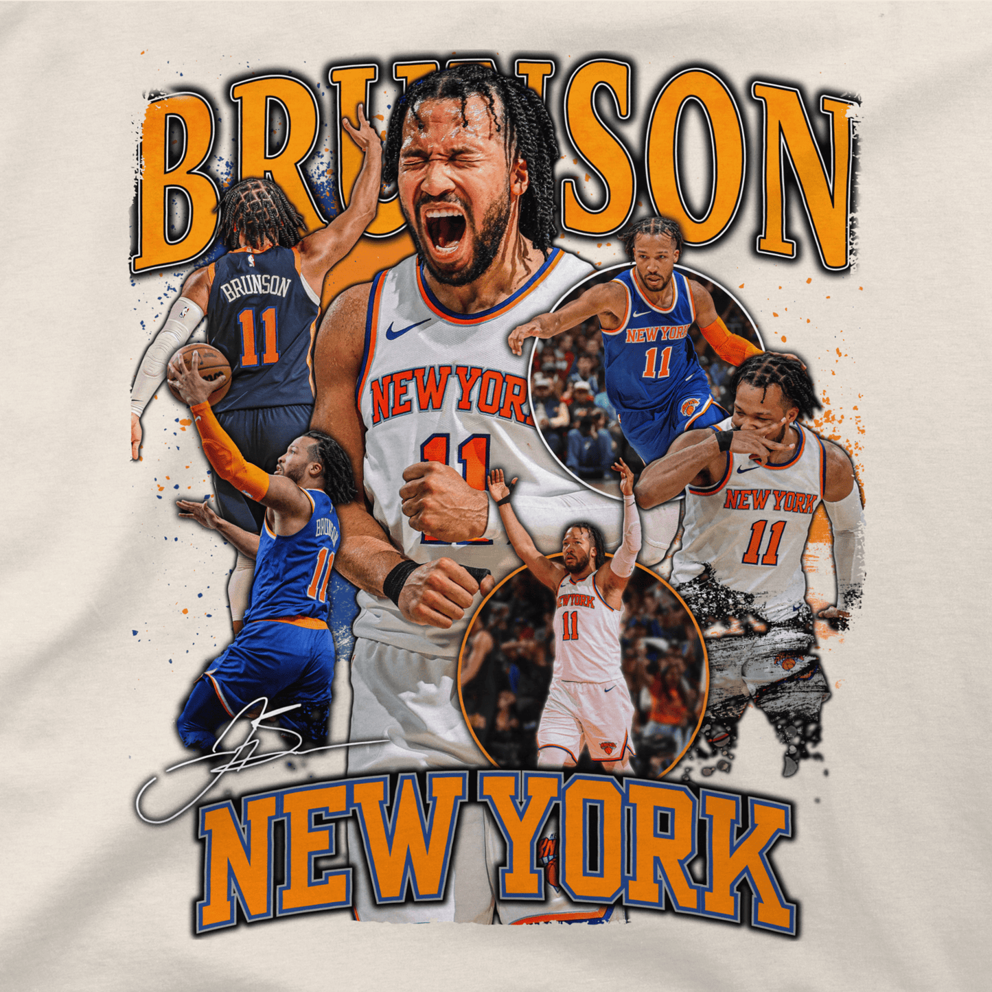 Stadium Essentials Knicks Jalen Brunson Crossroads Cream Urban Tee - Graphic View
