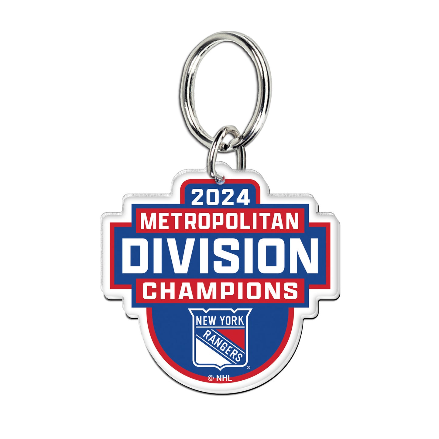 Wincraft Rangers 23-24 Division Champs Keychain In Blue & Red - Front View
