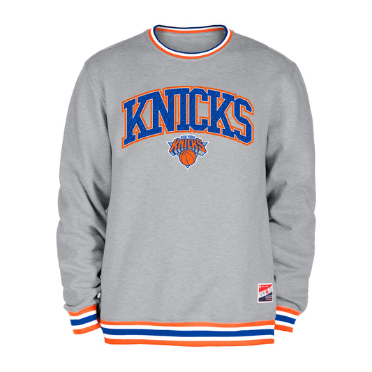 New Era Knicks Throwback Collection Ribbed Grey Crewneck
