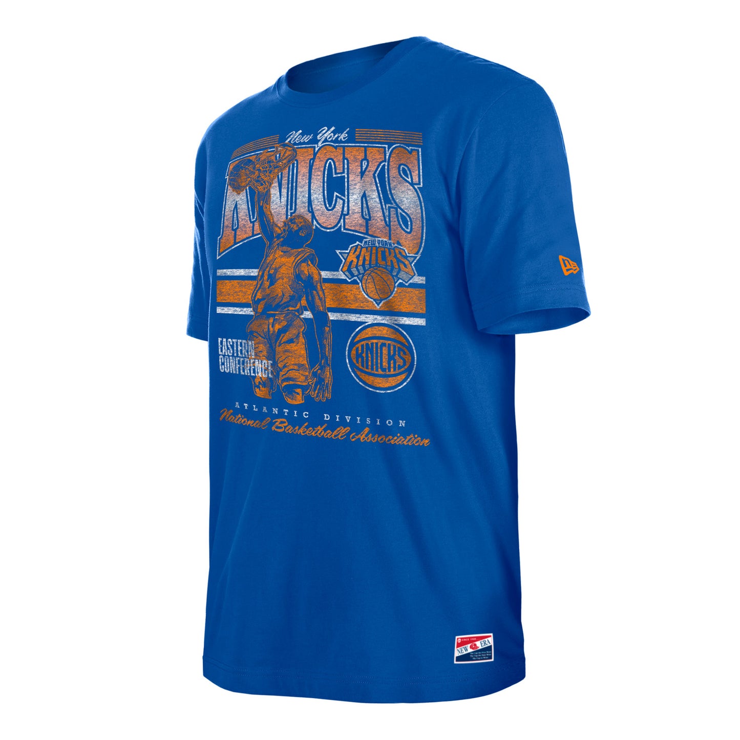 New Era Knicks Basketball Player Graphic Royal Tee In Blue - Front Left View