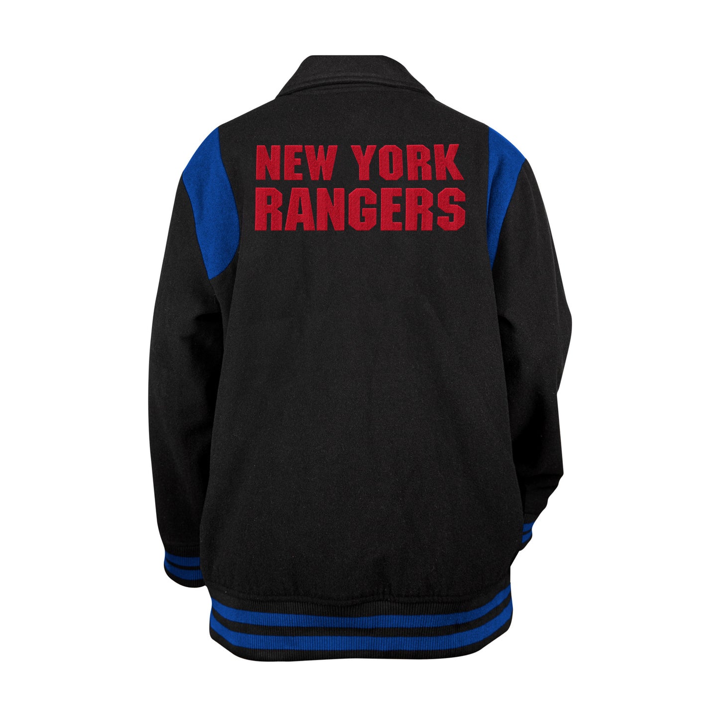 New Era Rangers Black Snapfront Jacket - Back View