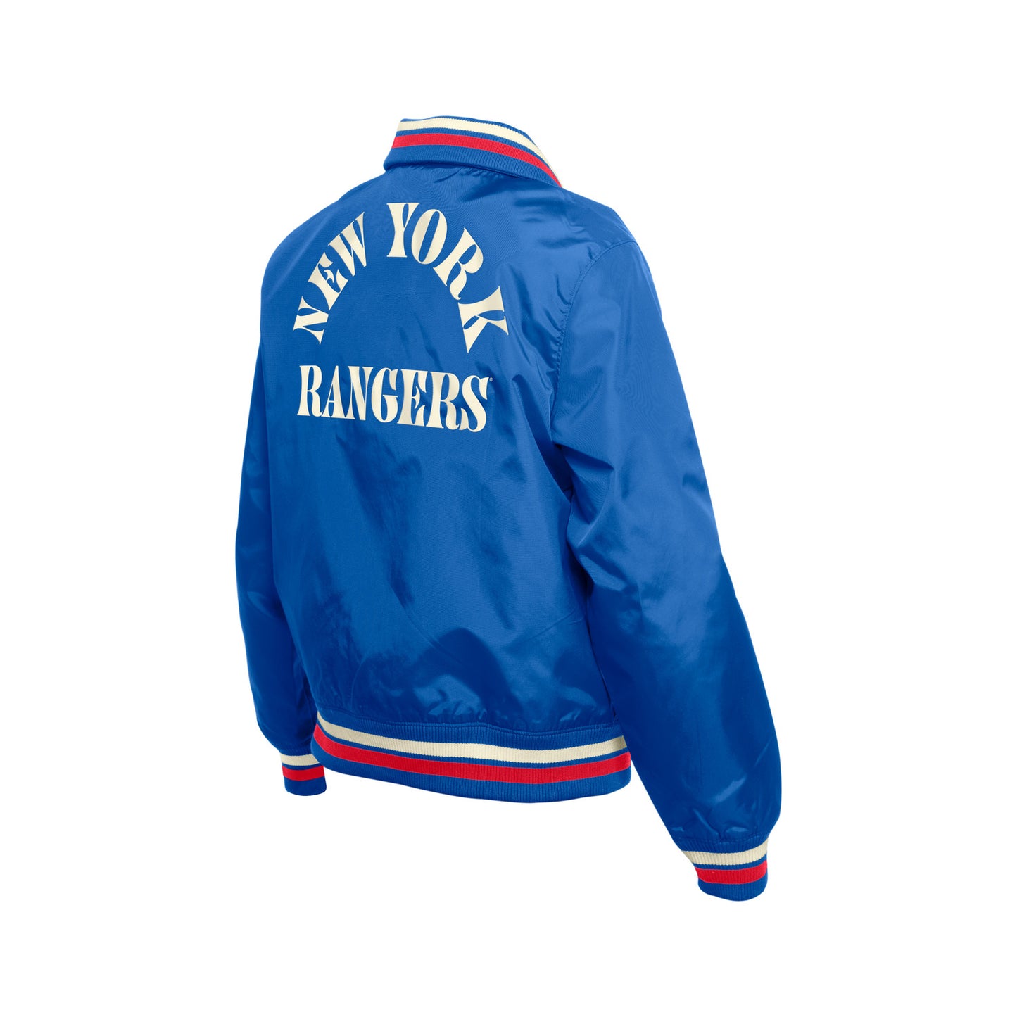 Women's New Era Rangers Throwback Nylon Jacket In Blue - Back View 2