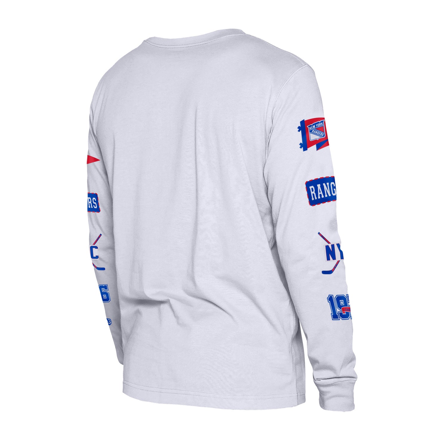 New Era Rangers Game Day Logo Longsleeve White Tee In Grey - Back View 2