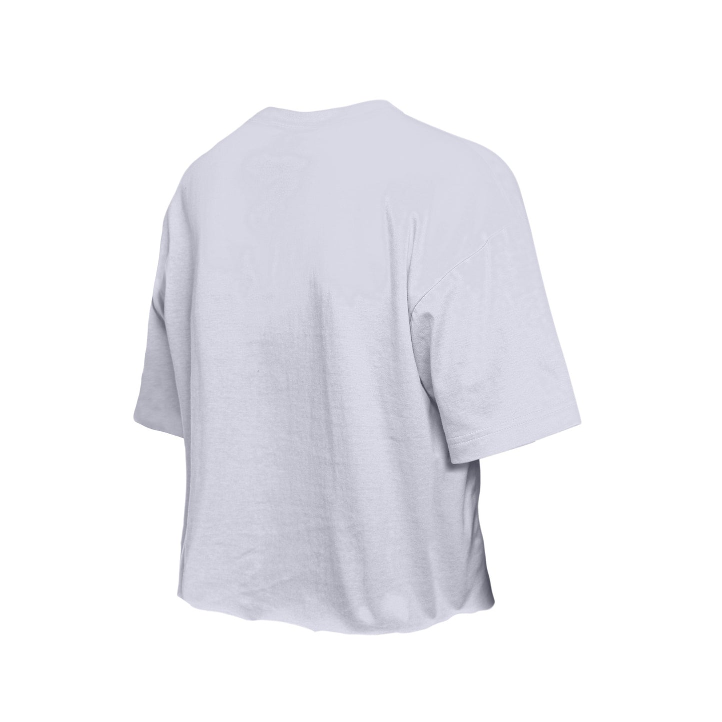 Women's New Era Rangers Throwback Crop White Tee In Grey - Back View