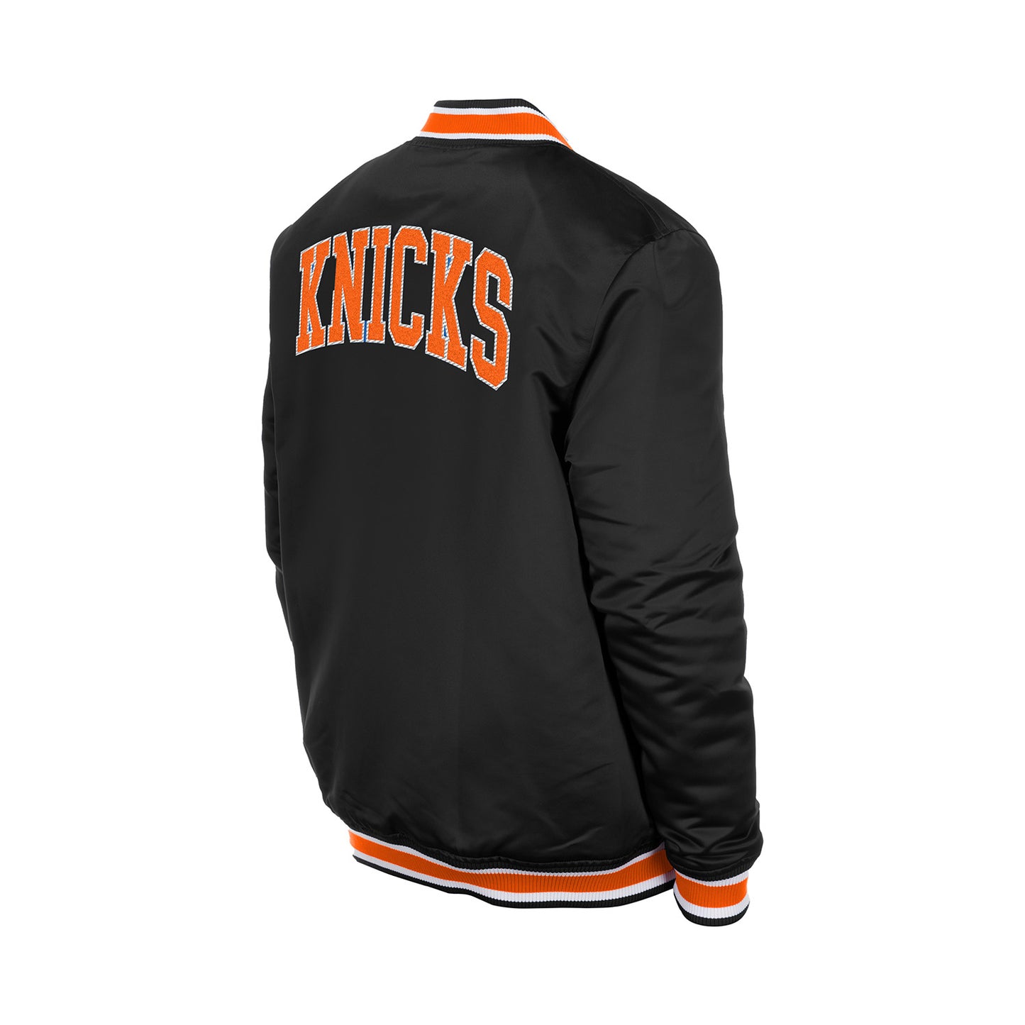 New Era Knicks Sport Classic Snap Front Black Satin Jacket
