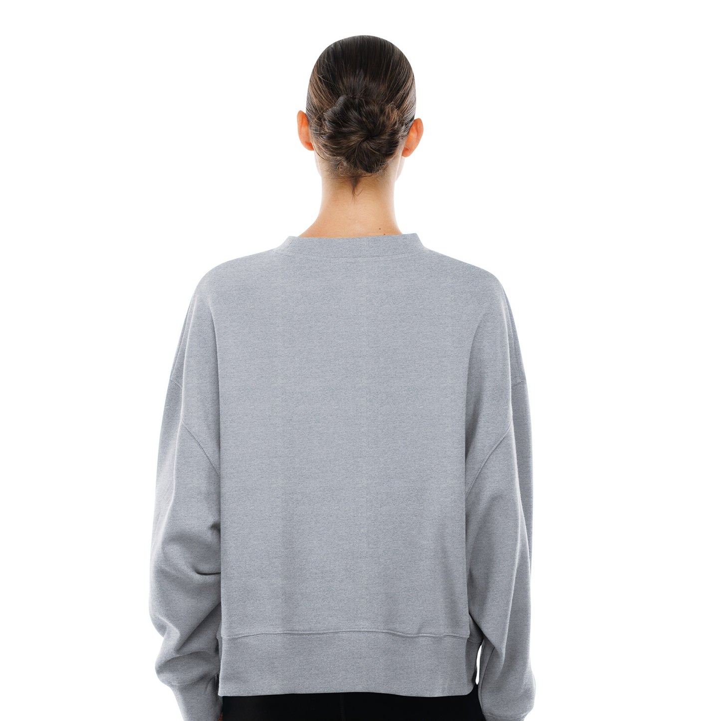 Women's New Era Knicks Throwback Collection Boxy Grey French Terry Crew
