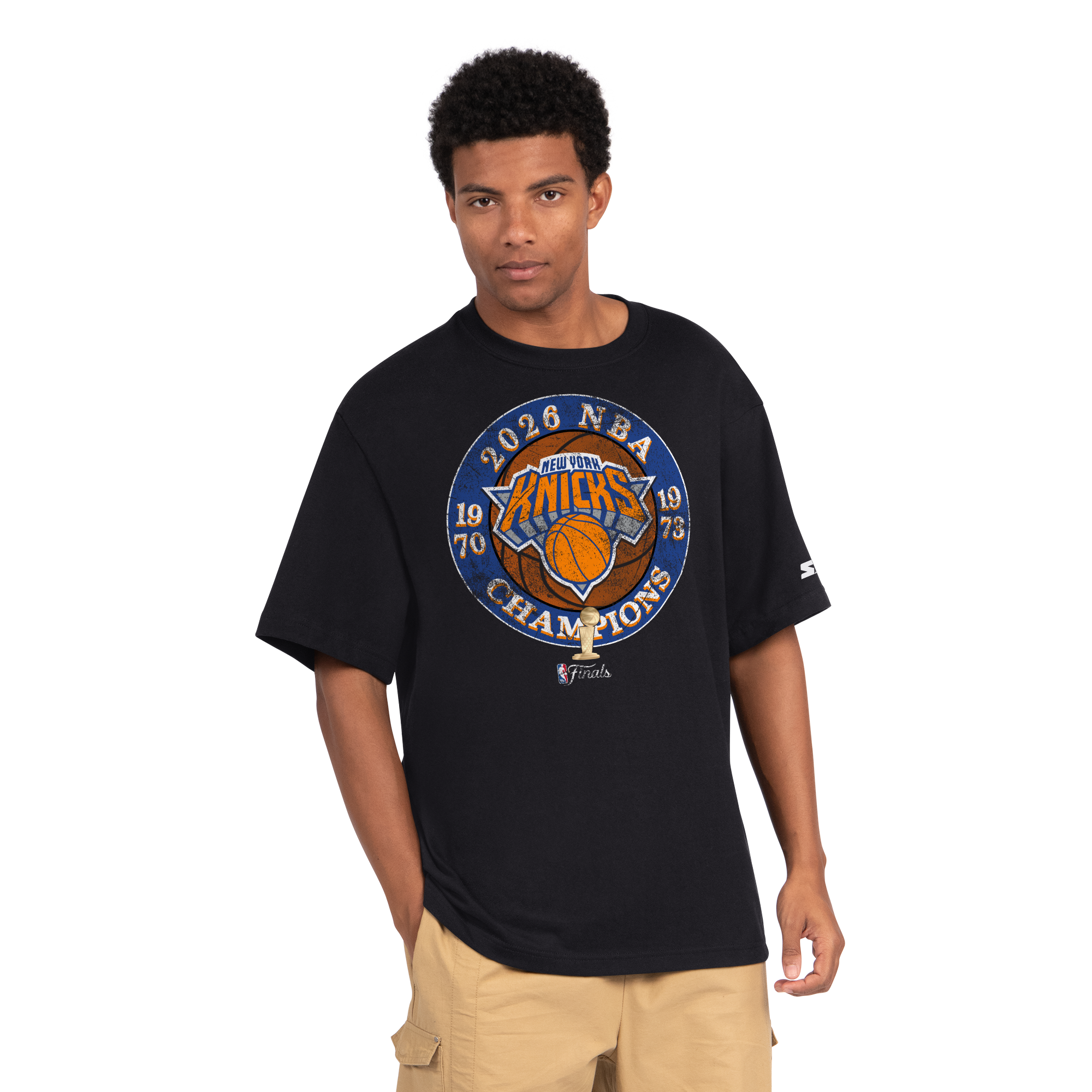 Starter Knicks 2026 NBA Champions Circle Black Vintage Tee – Shop