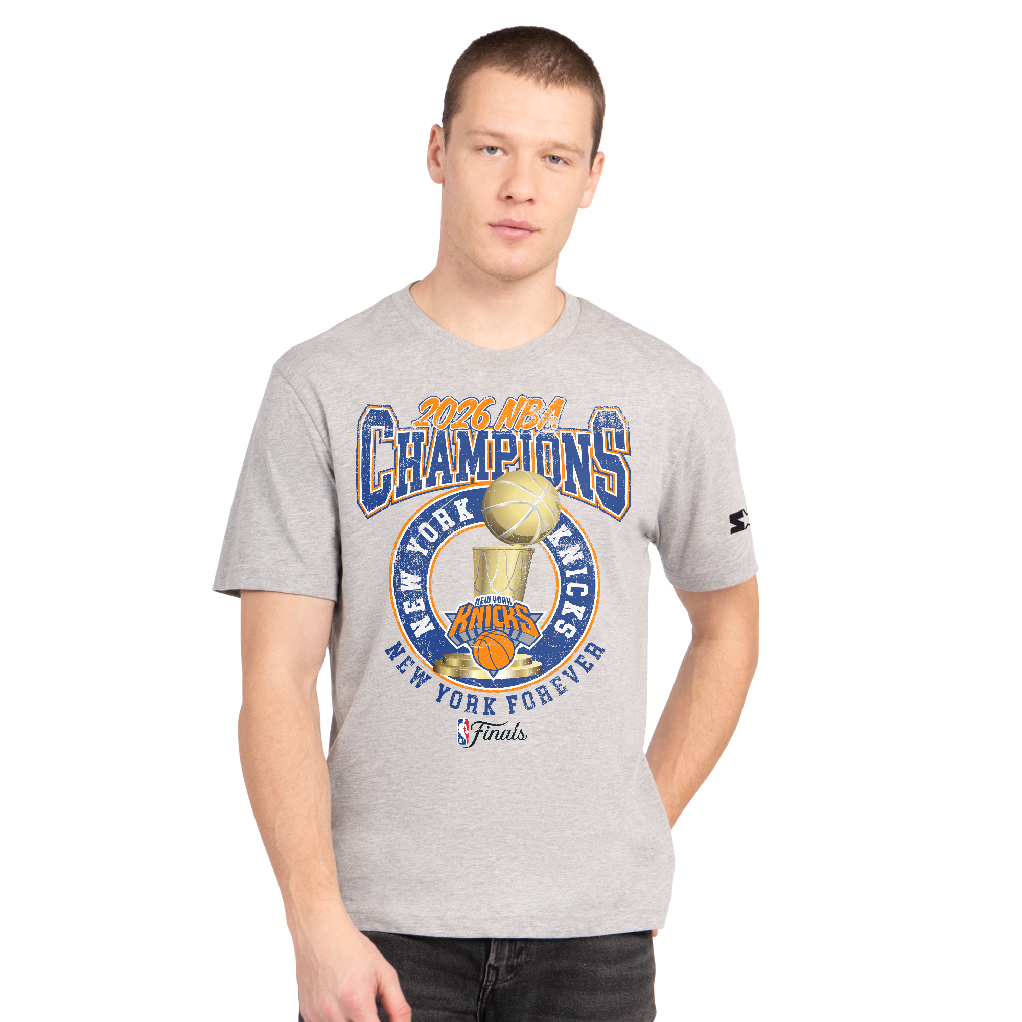 Starter Knicks 2026 NBA Champions Trophy Grey Vintage Tee – Shop