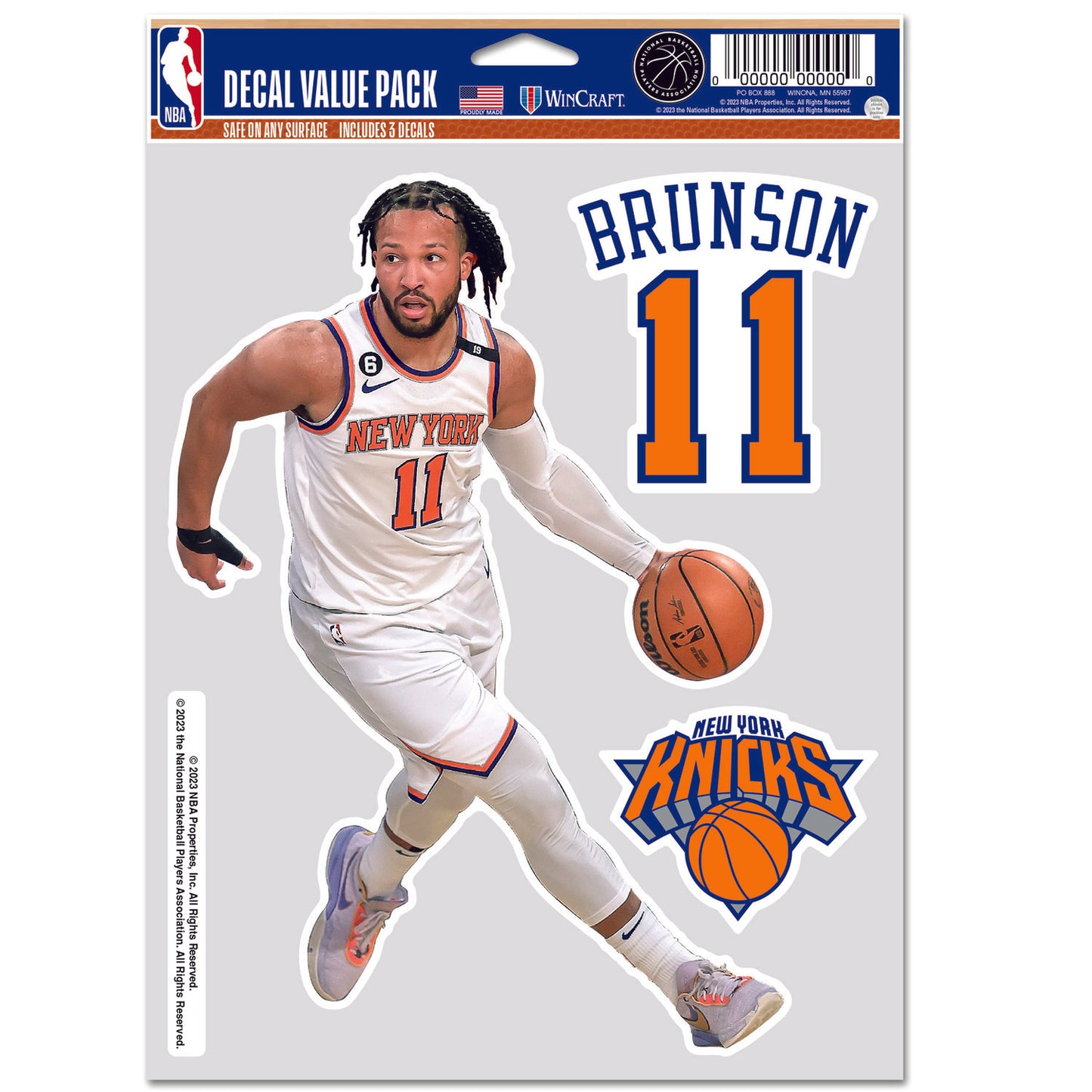 Wincraft Knicks Jalen Brunson Fan Pack Decal Set - Front View