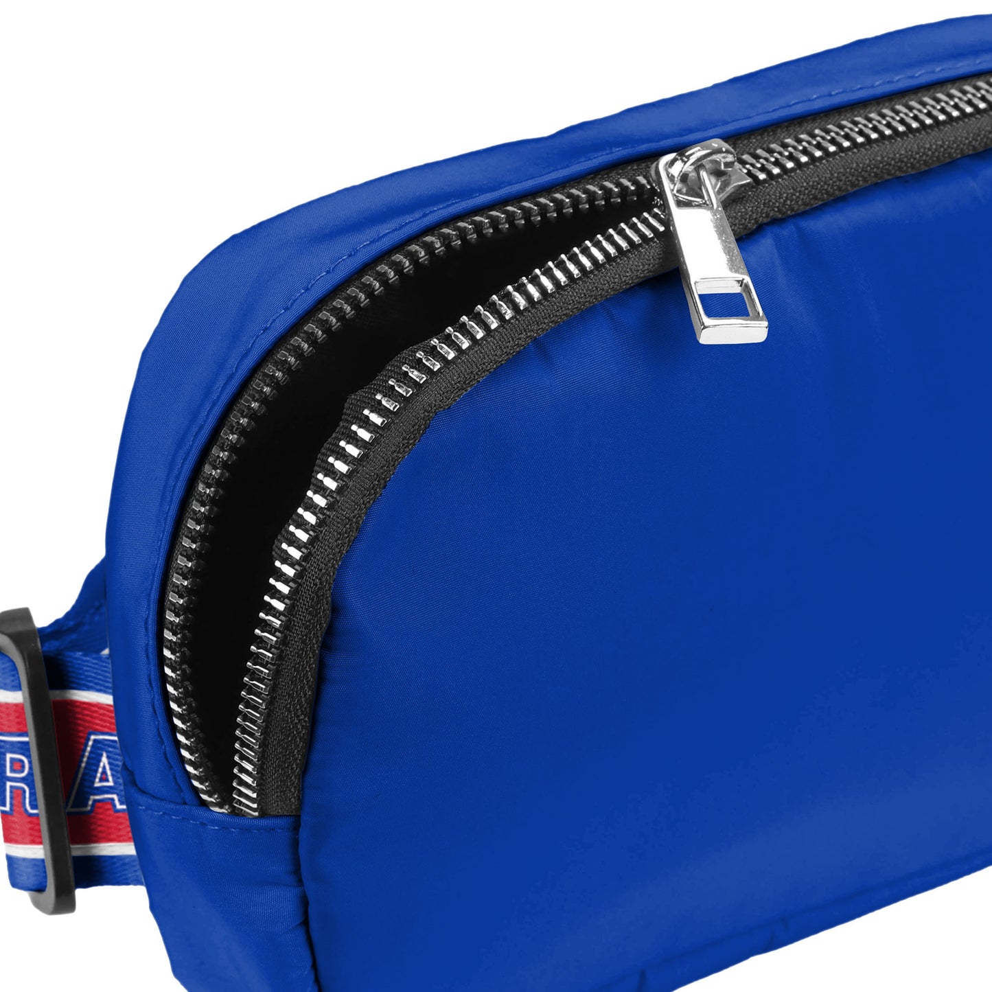 Rangers Small Team Wordmark Crossbody Belt Bag In Blue - Material View