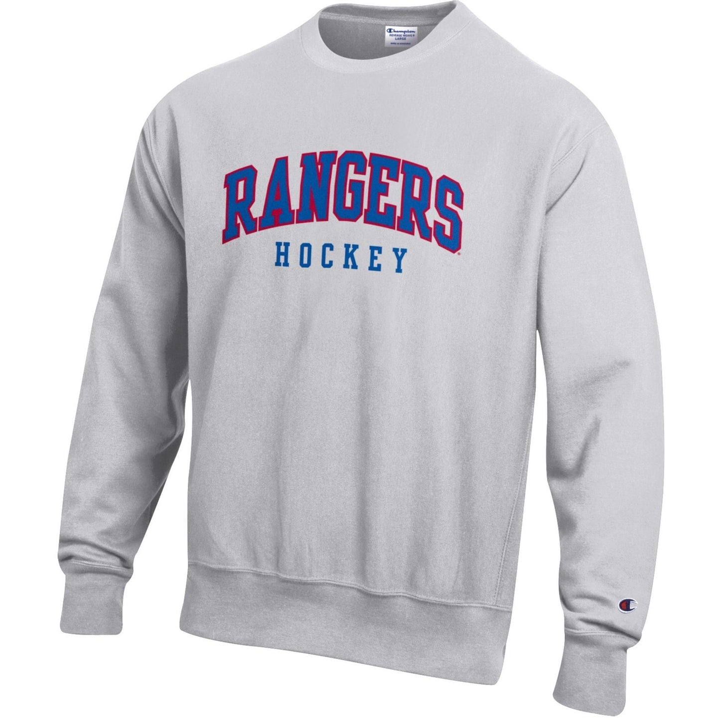Champion Rangers Reverse Weave Rangers Hockey Grey Crew - Front View