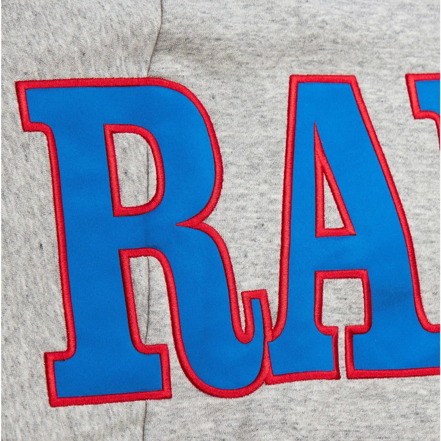 Mitchell & Ness Rangers Full Shield Satin Fleece Crew In Grey - Logo View 2