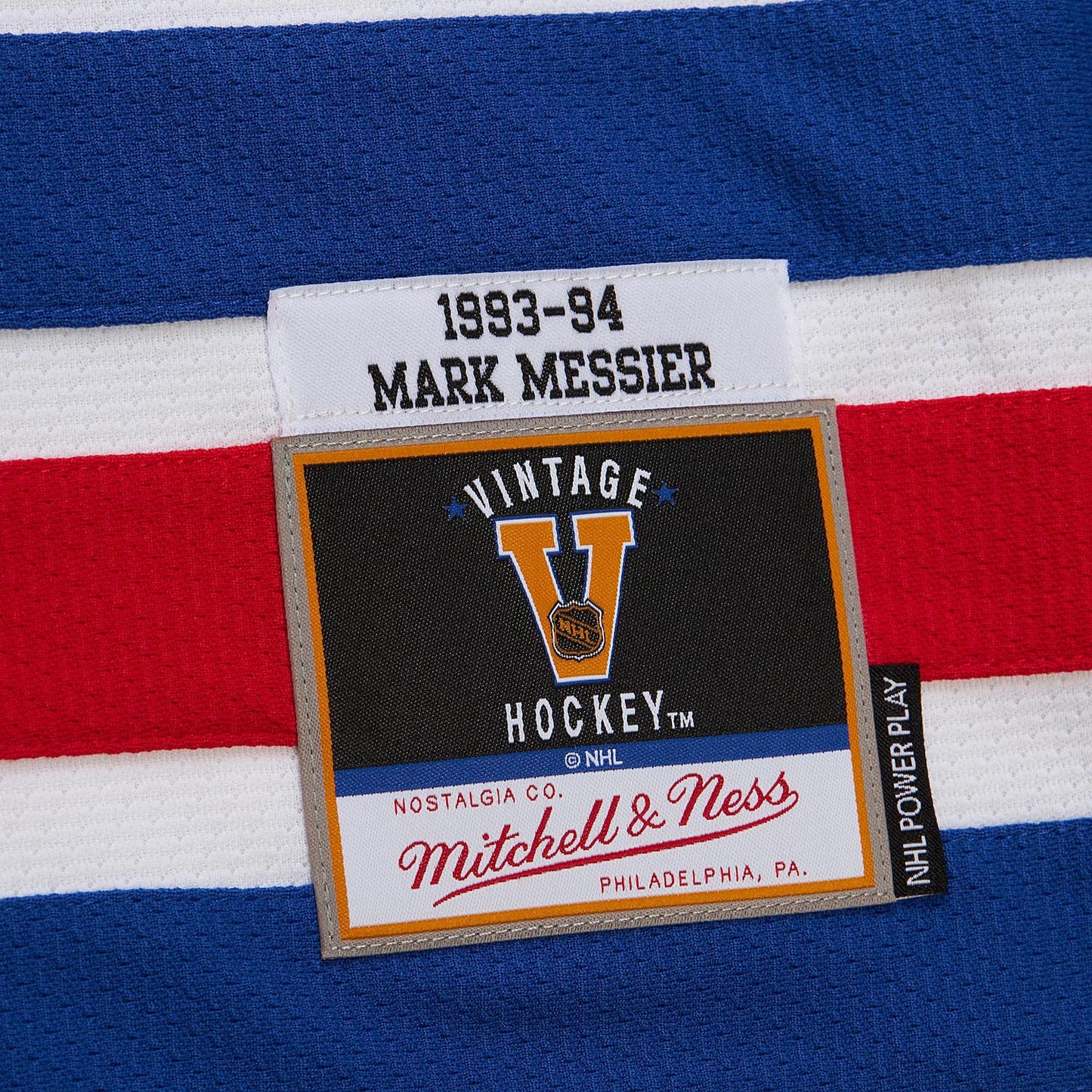 Mitchell & Ness Rangers 1993 Mark Messier Power Play Jersey In White - Tag View