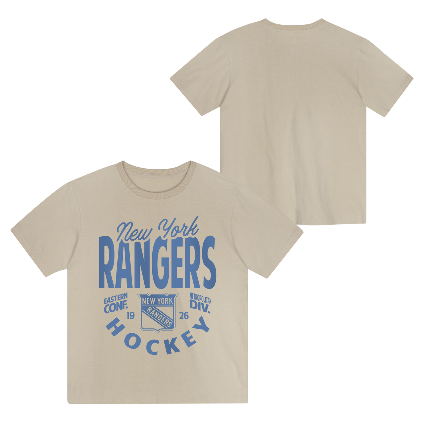 Boys Rangers News Flash Tee In Tan - Front & Back View