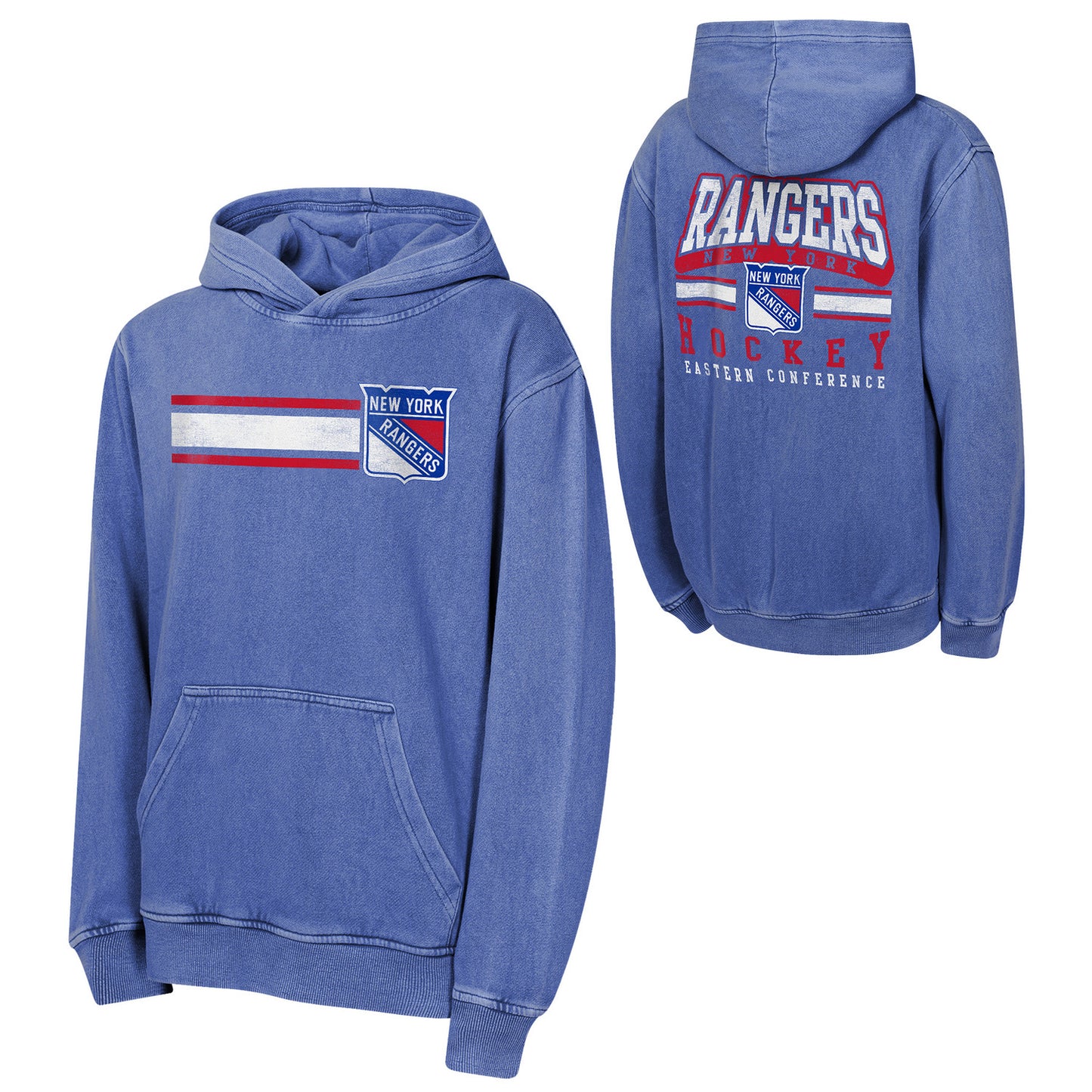 Youth Rangers Cross Fade Pigment Dyed Hoodie In Blue - Front & Back View