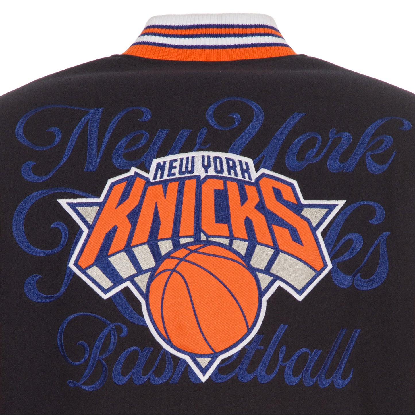 JH Design Knicks Two Tone Wool Reversible Navy/Cream Varsity Jacket