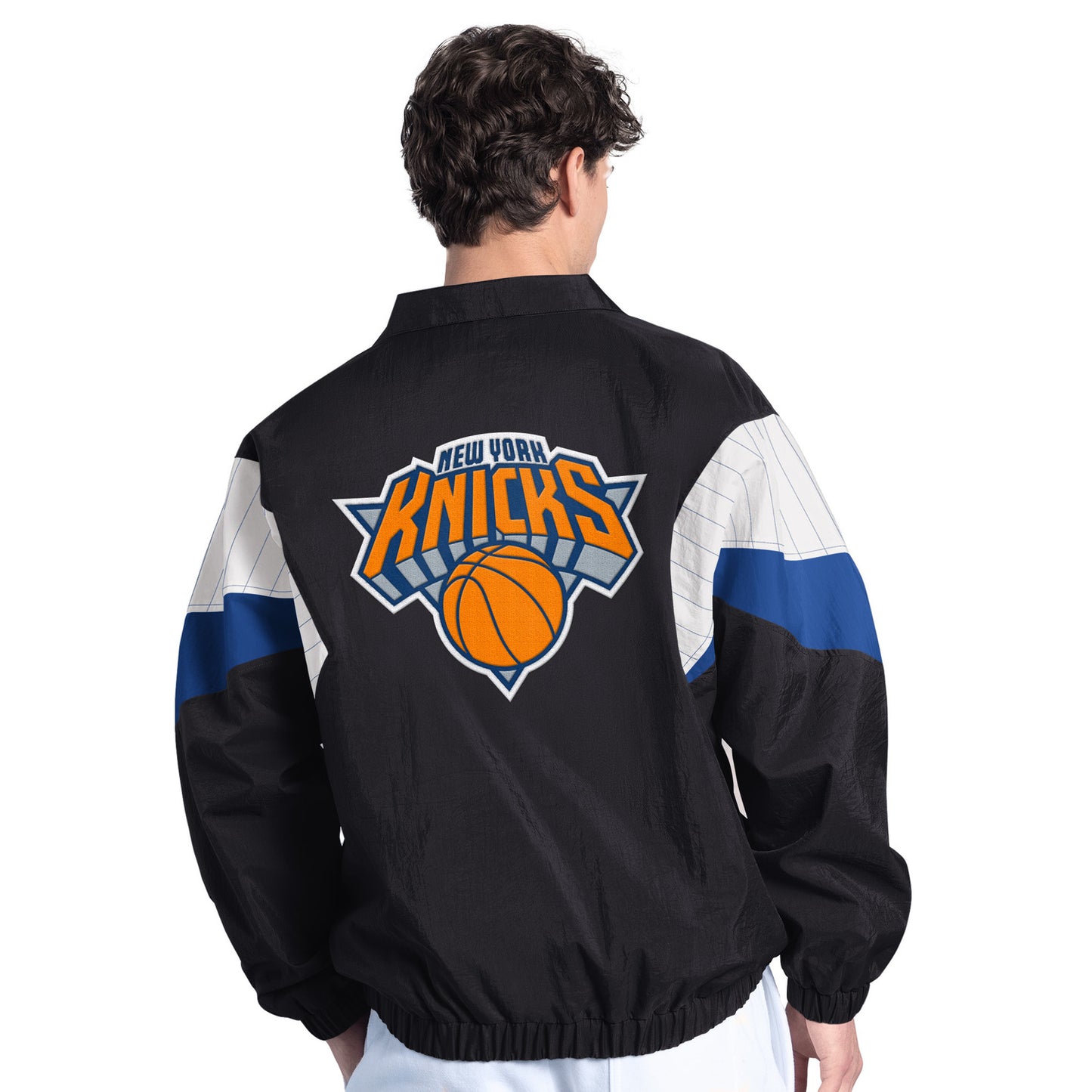 Starter Knicks Yard Line Full Zip Jacket In Black - Back View