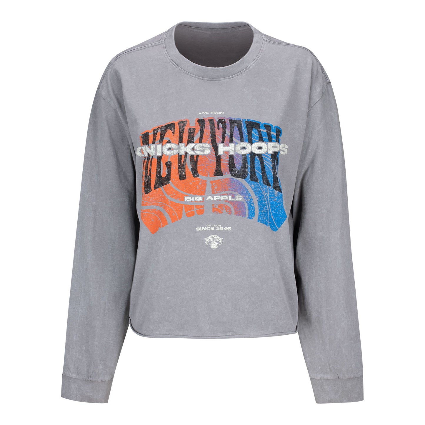 Women's Wild Collective Knicks Longsleeve Crop T-Shirt - Front View