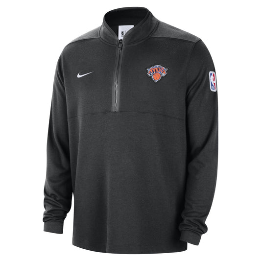 Nike Knicks Dri-fit Black Half Zip Pullover - Front View