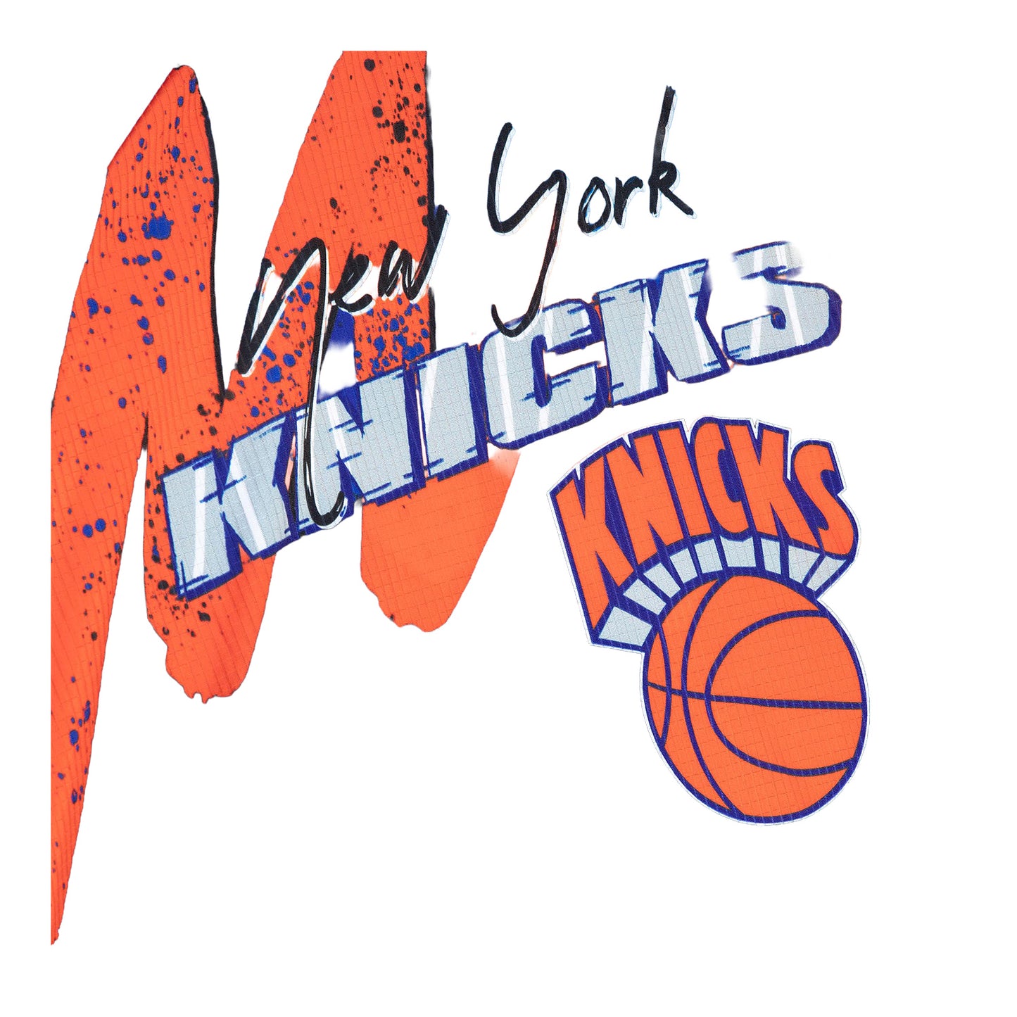 Mitchell & Ness Knicks Hyper Hoops Moto Longsleeve Tee In Multi-Color - Logo View
