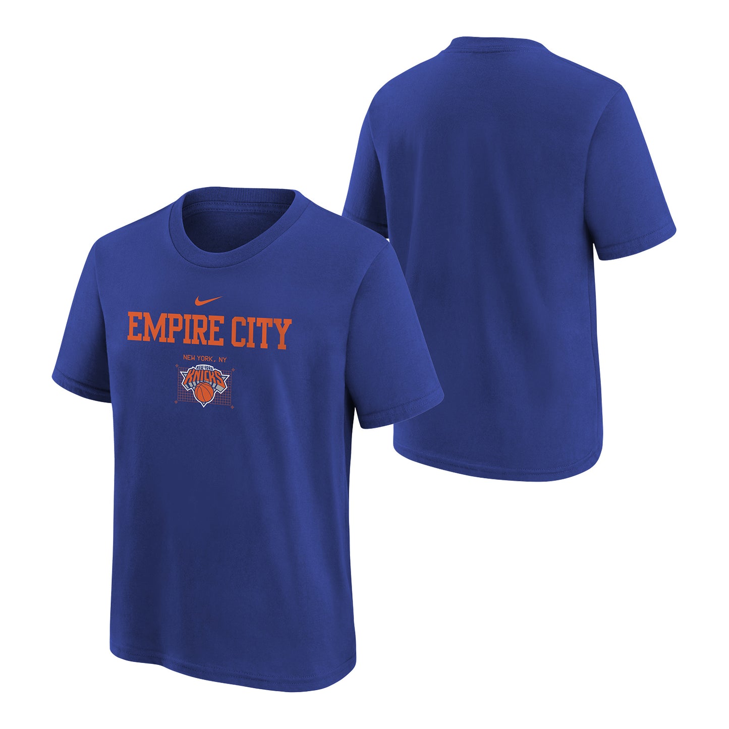 Youth Nike Knicks Empire City Tee In Blue - Front & Back View