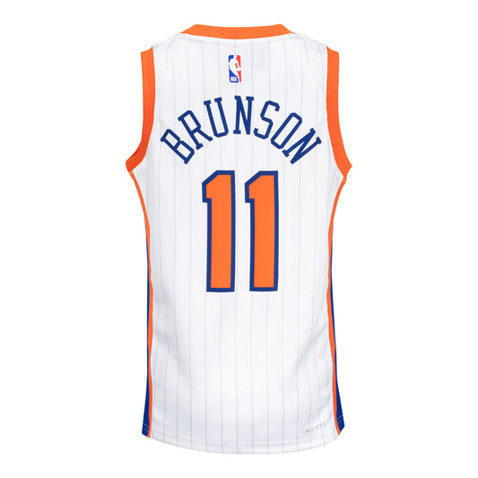 Youth 2024-25 Knicks Jalen Brunson CITY EDITION Jersey In White - Back View