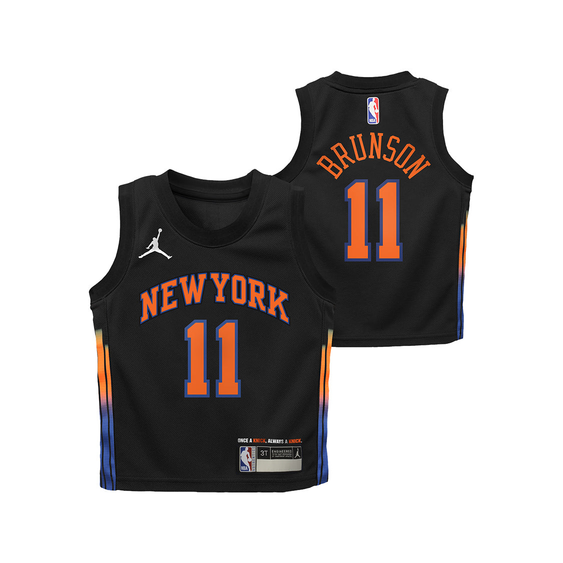 Kids Jalen Brunson Black Statement Swingman Jersey - Full View