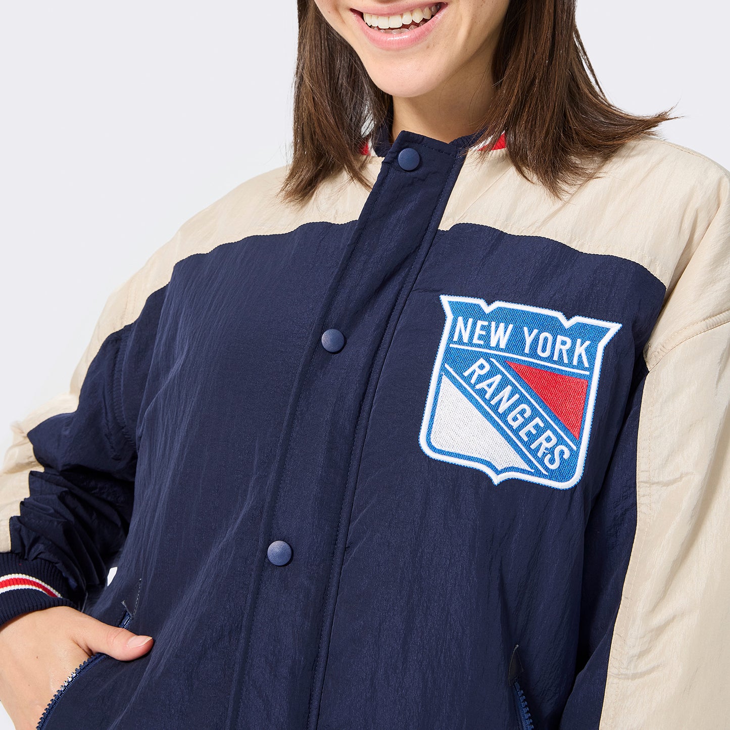 Terez Rangers Double Yoke Navy Bomber Jacket - Close View