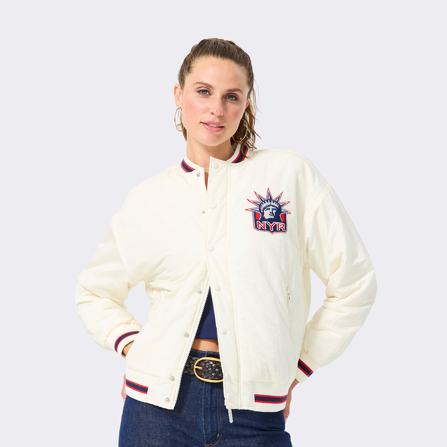 margetokyo ブルゾン Terez Rangers Cream Liberty Bomber Jacket – Shop Madison Square Garden