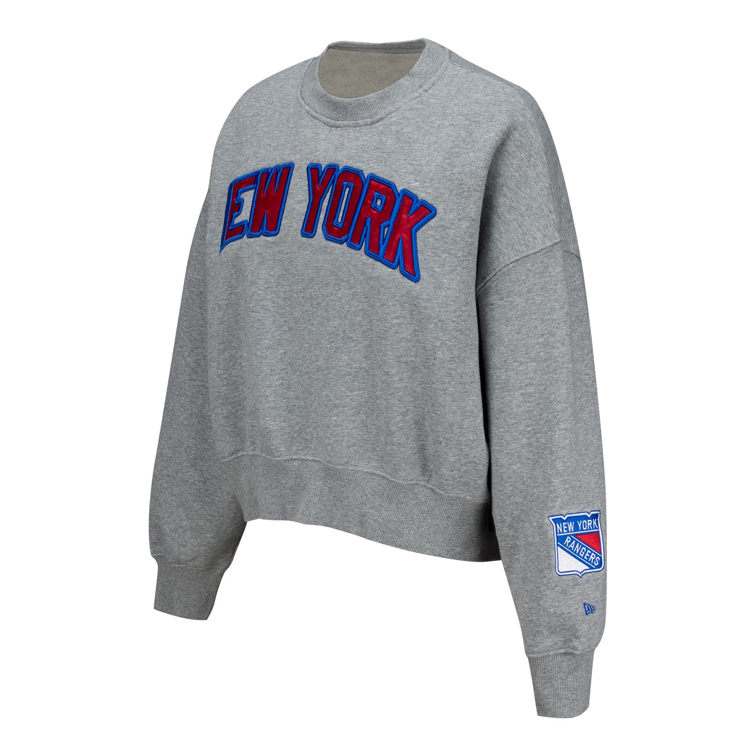 Womens New Era Rangers Sport Classic New York Crew In Grey - Back View