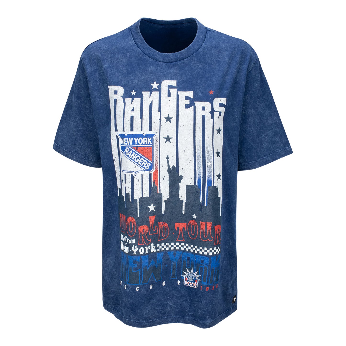 Wild Collective Rangers Skyline World Tour Band T-Shirt In Blue - Front View