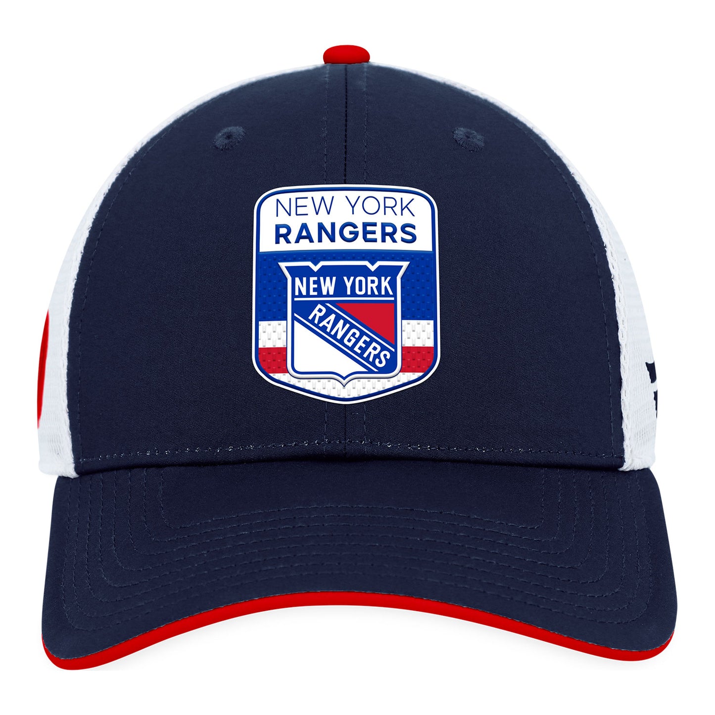 Fanatics Rangers 23 Authentic Pro Draft Podium Trucker Hat -In Navy - Front View