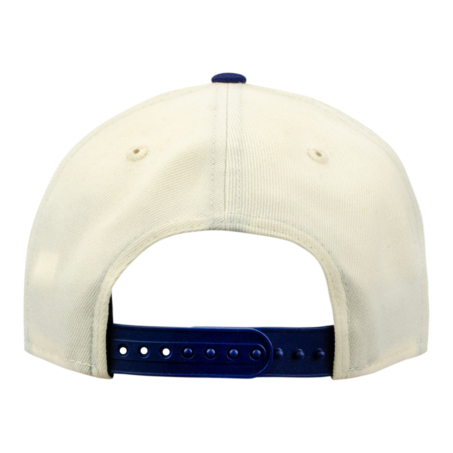 New Era Rangers Script Two-Tone Cream/Navy 940 A-Frame Snapback In White - Back View