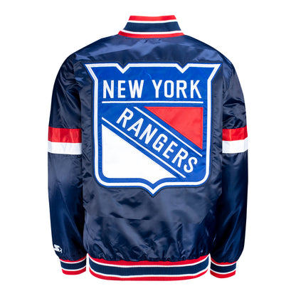 Starter Rangers Home Game Varsity Jacket - Back View