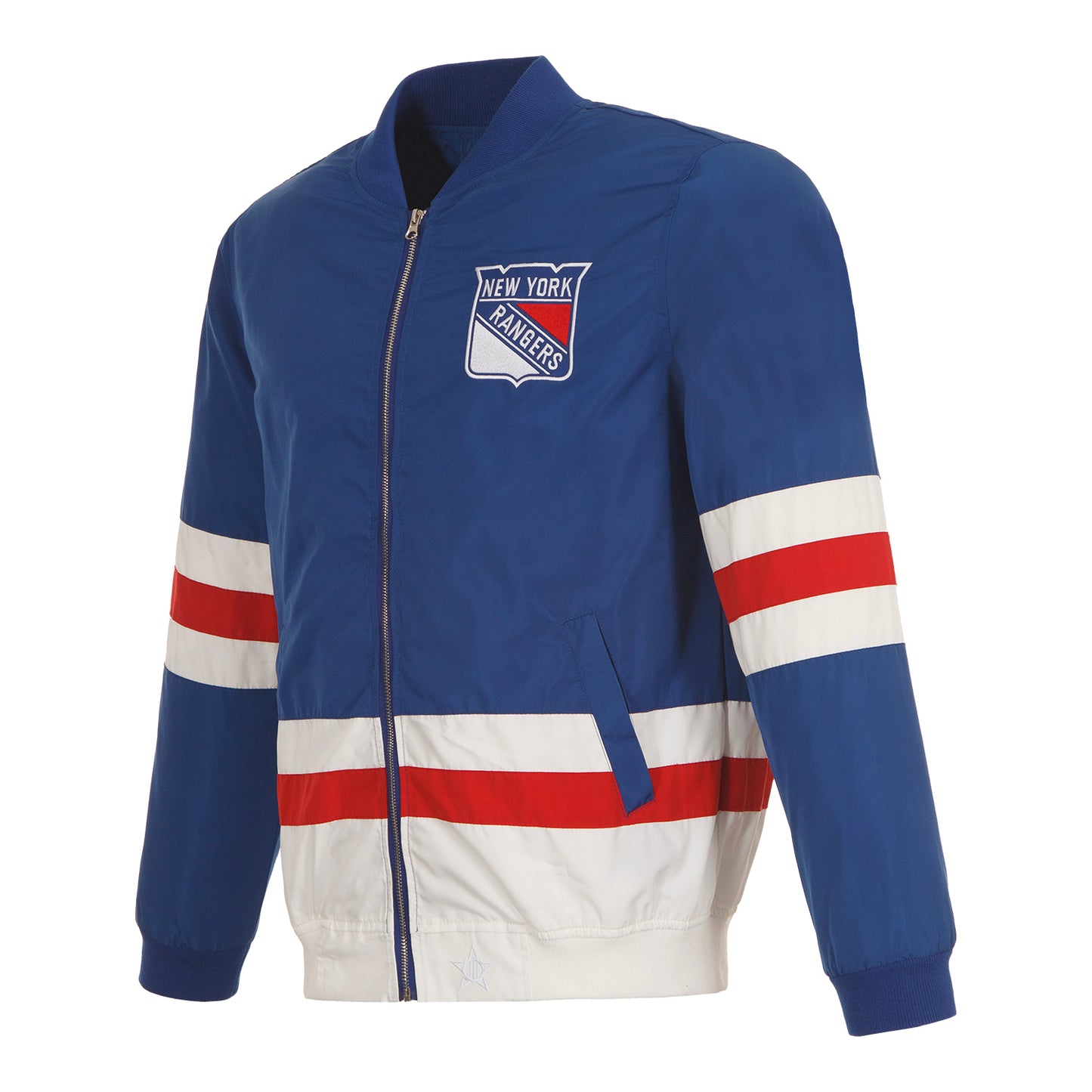 JH Design Rangers Jersey Nylon Bomber Jacket - Alternate Front View