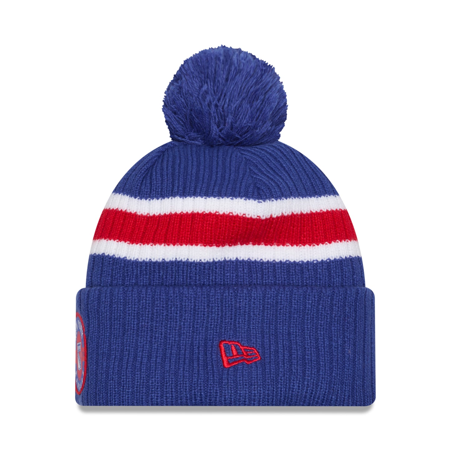 New Era Rangers Banded Royal Knit Pom - Side View
