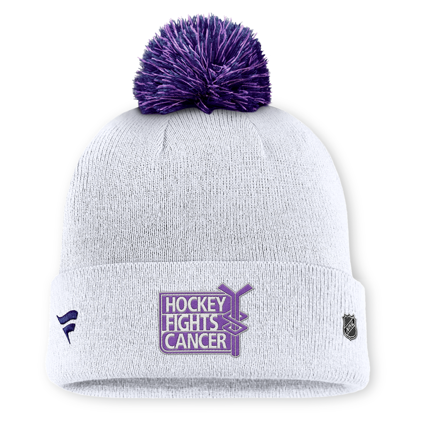 Fanatics Rangers 25 Hockey Fights Cancer White Beanie - Back View
