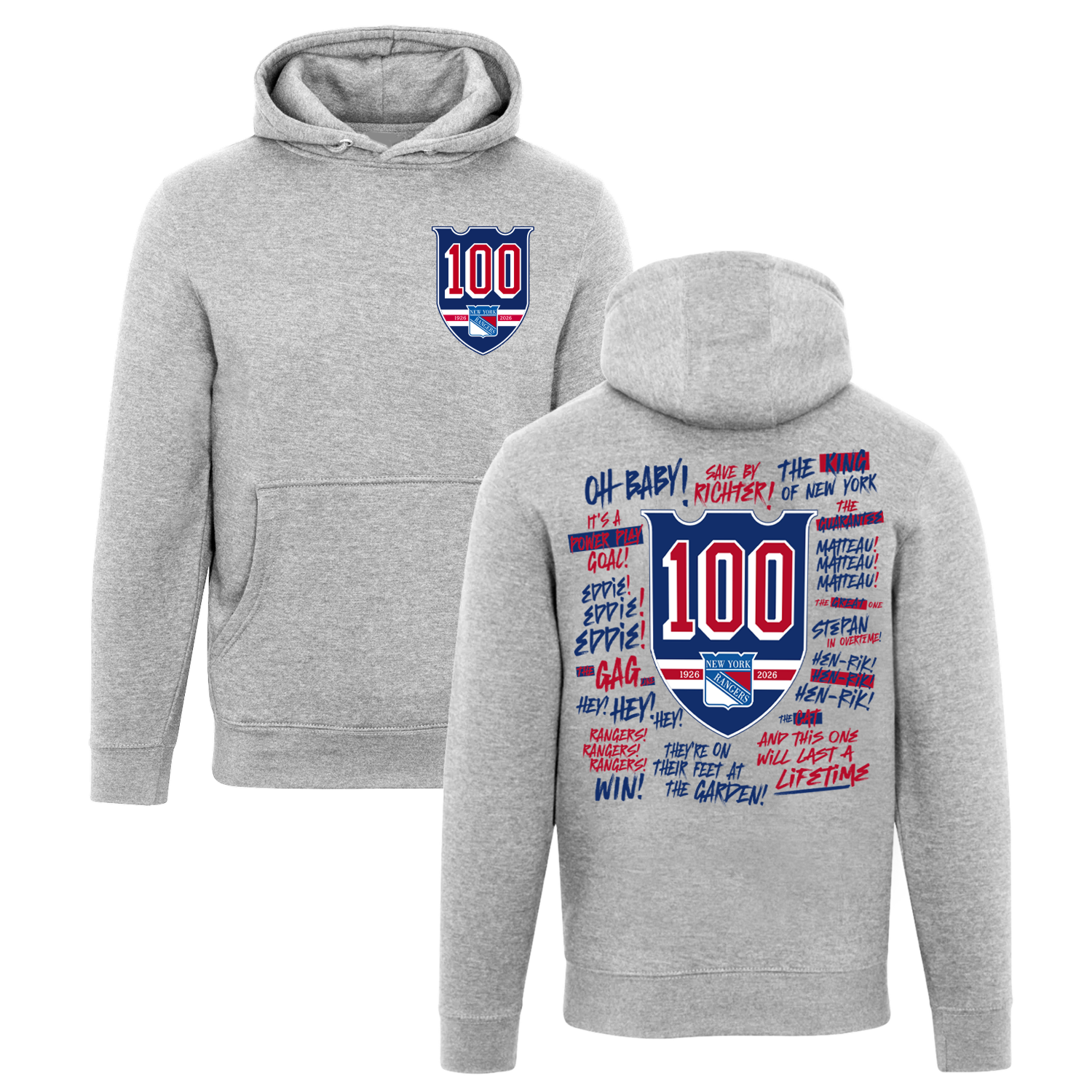 We Bleed Blue Centennial Grey Hood – Shop Madison Square Garden