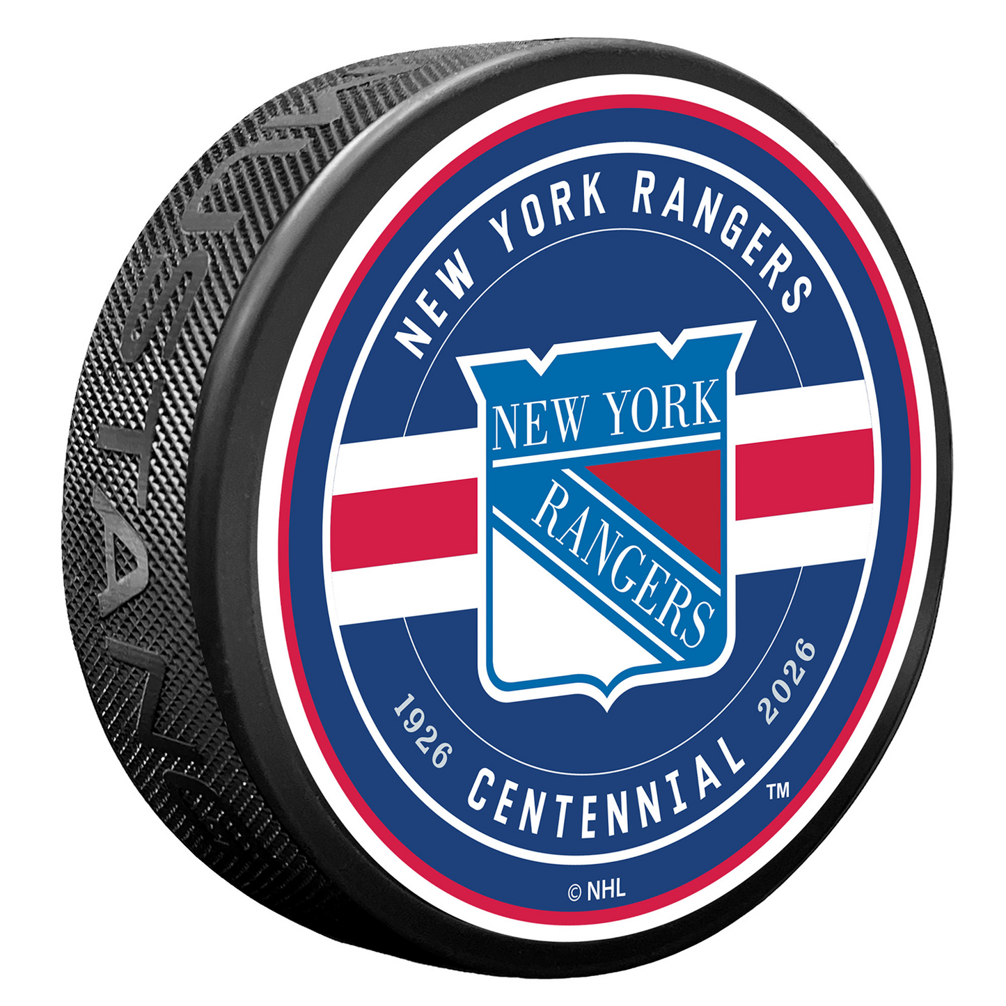 Mustang Rangers Centennial Token Logo Puck