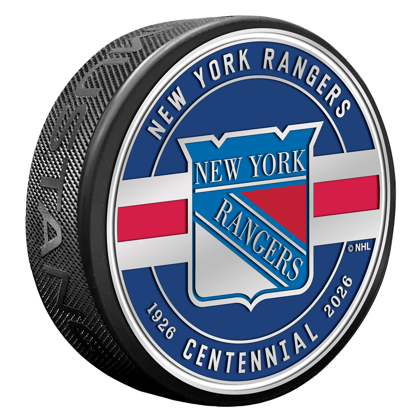 Mustang Rangers Centennial Token Logo Medallion Puck