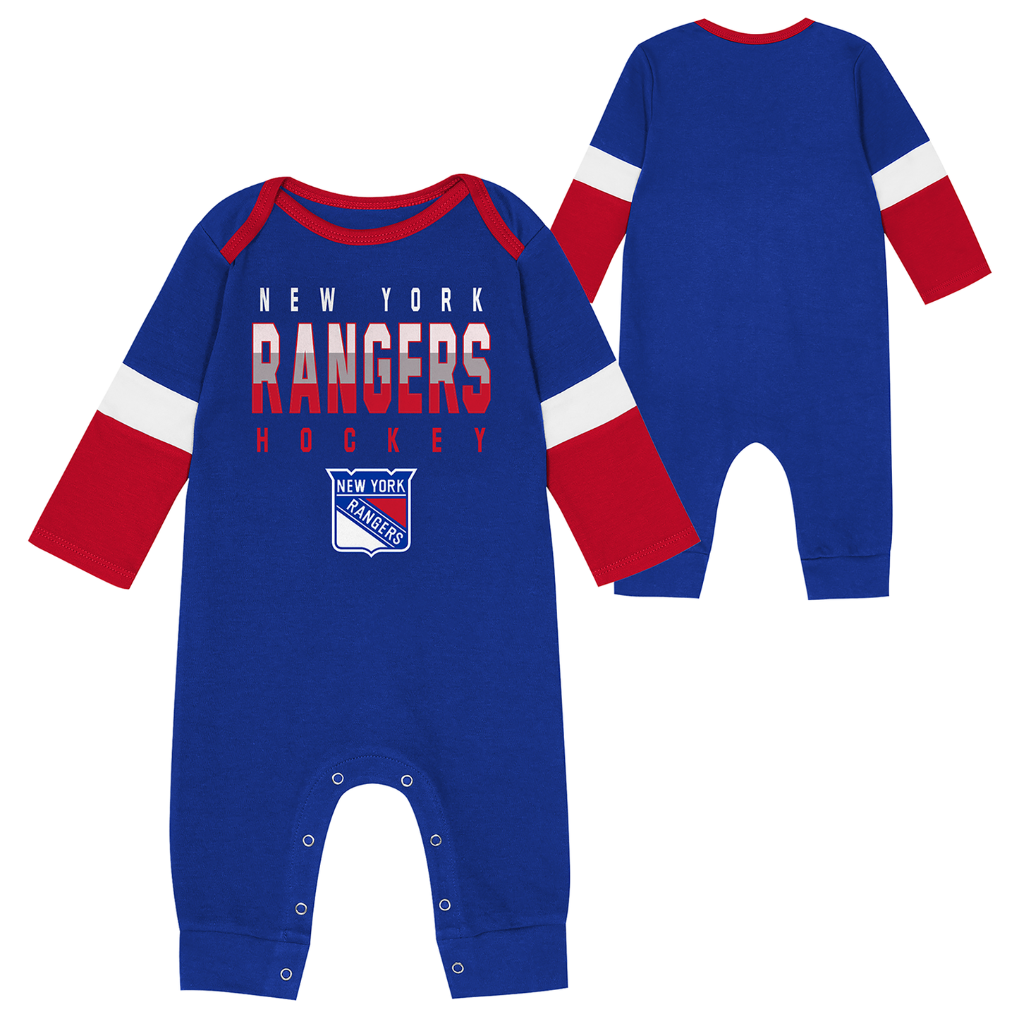 Newborn Rangers Cycling the Puck Longsleeve Coverall - Full View