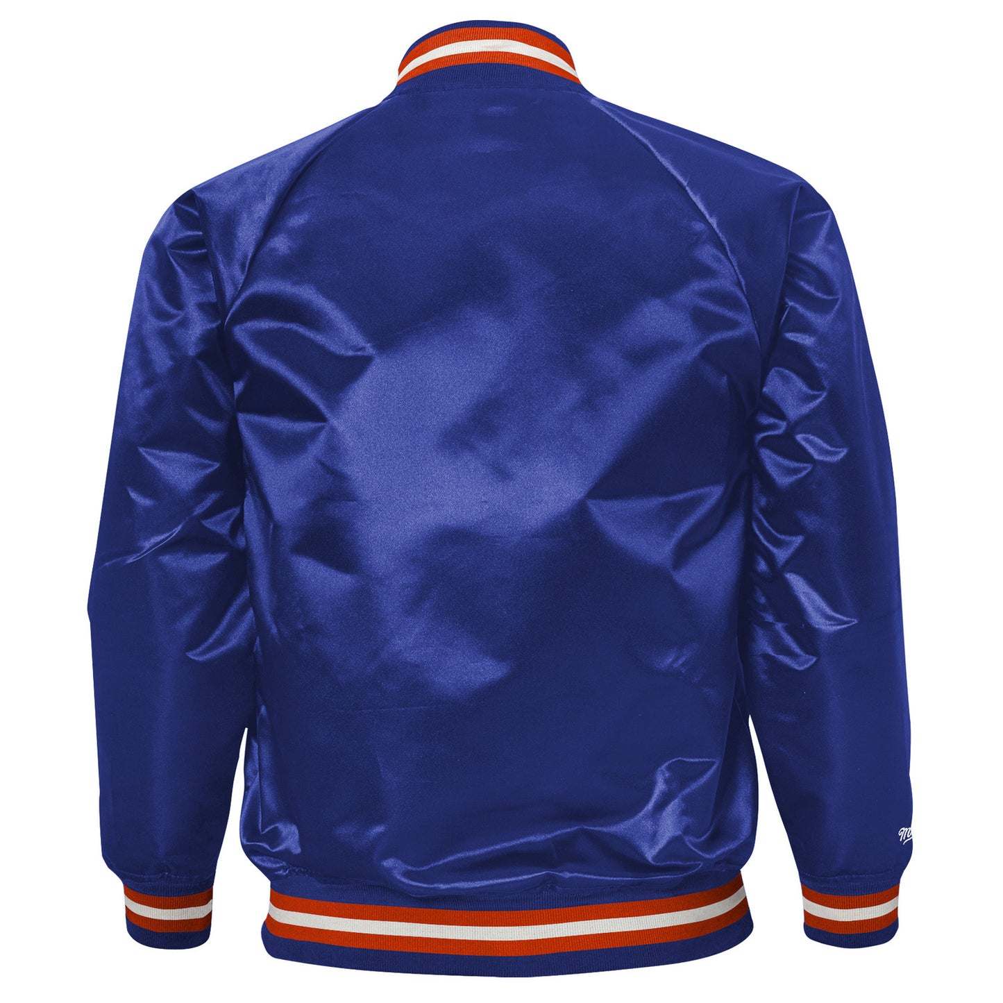 Toddler Mitchell & Ness Knicks Lightweight Satin Jacket In Blue - Back View