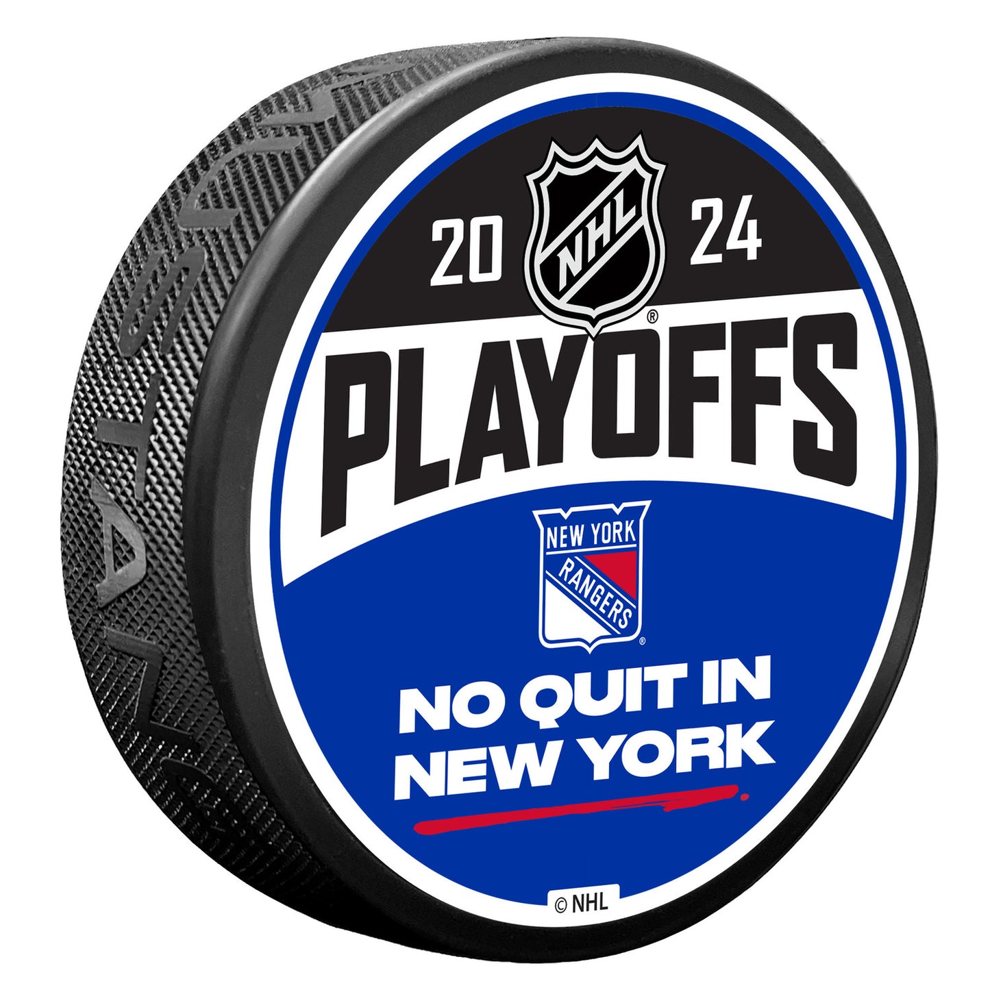 Mustang Rangers 23-24 Playoff No Quit in New York Puck - Front View