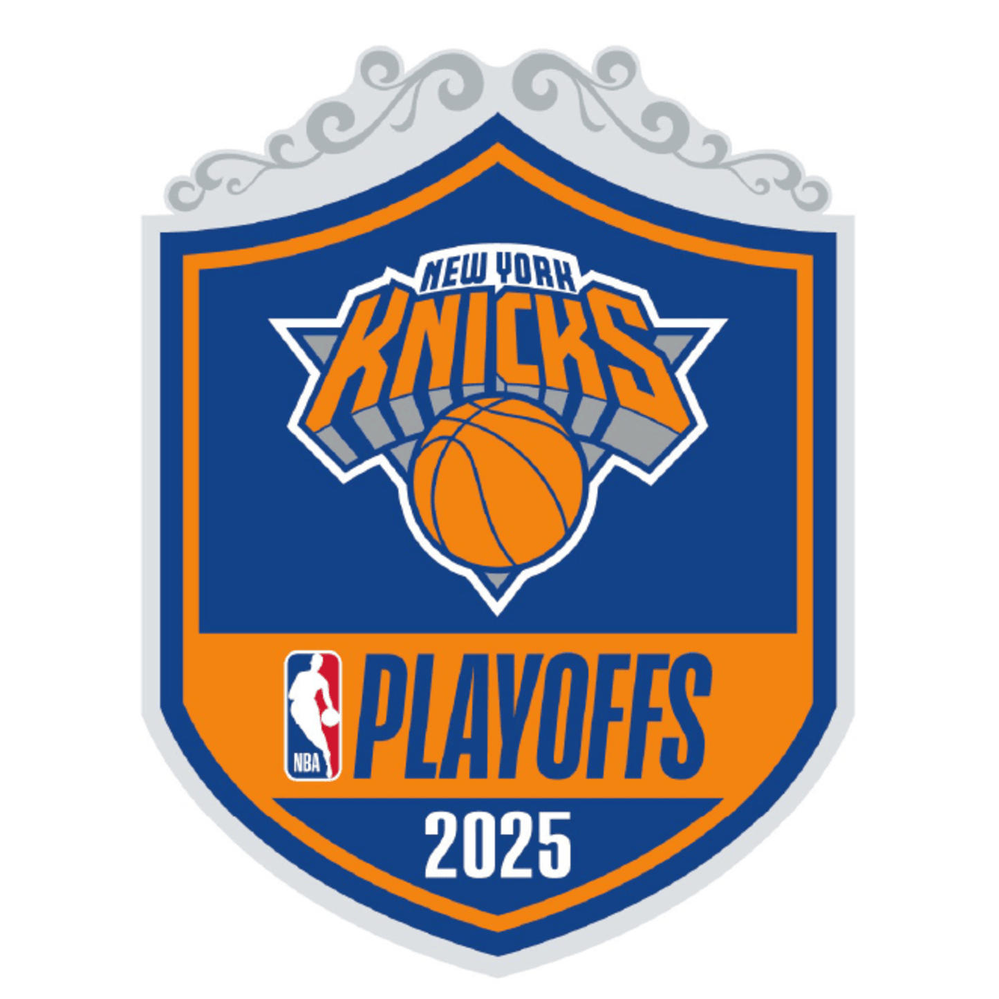 Knicks 2025 Playoff Pin In Blue & Orange - Front View