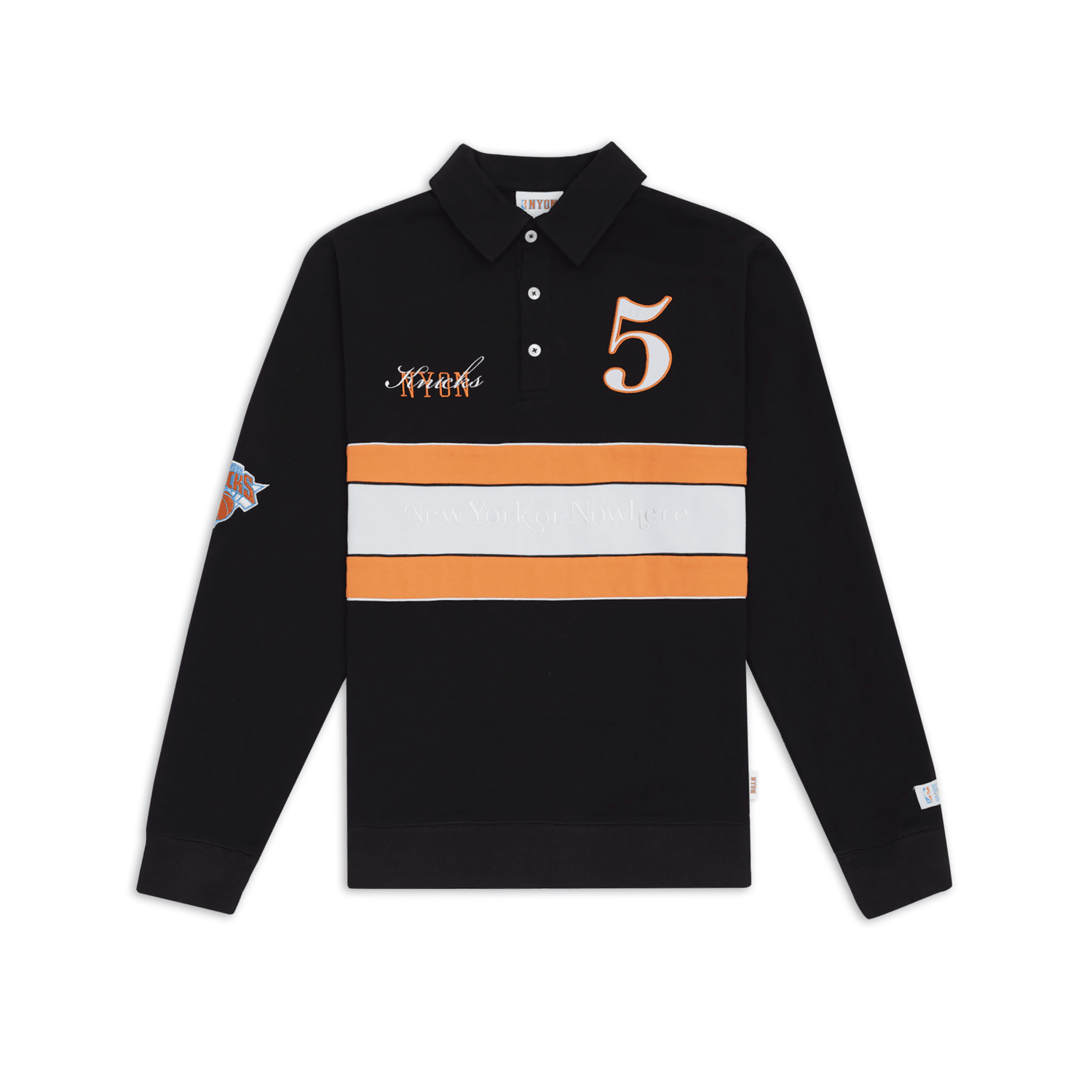 NYON x Knicks Boroughs Black Rugby Longsleeve Tee – Shop Madison NYON x Knicks Boroughs Black Rugby Longsleeve Tee – Shop Madison