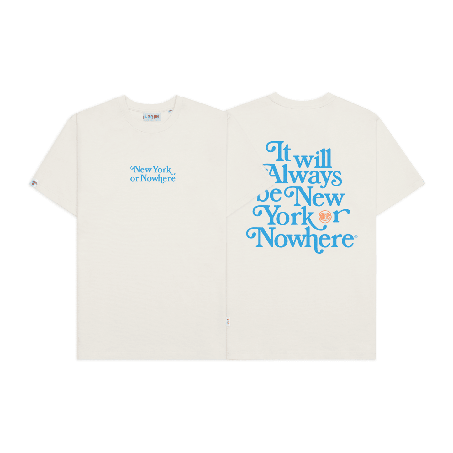 NYON x Knicks Cream "Motto" Tee - Front & Back View